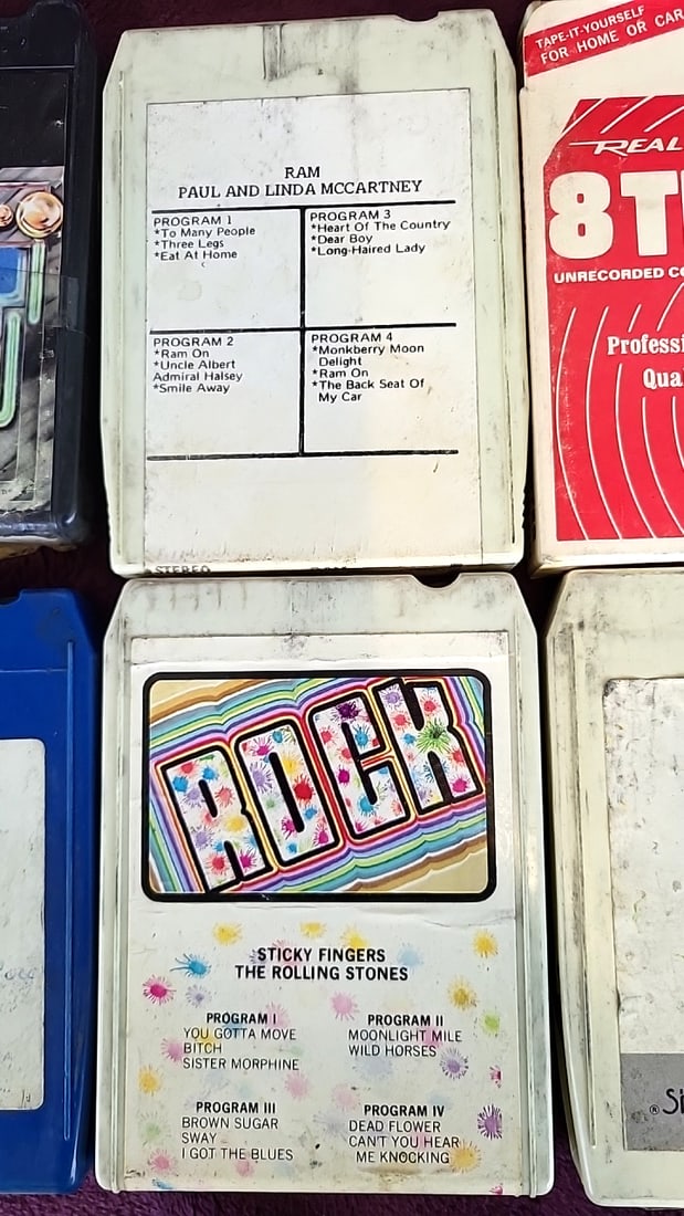 Lot of 6 8-Track Tapes: McCartney Ram, Rolling Stones Sticky Fingers, Phoebe Snow, Realistic - 3