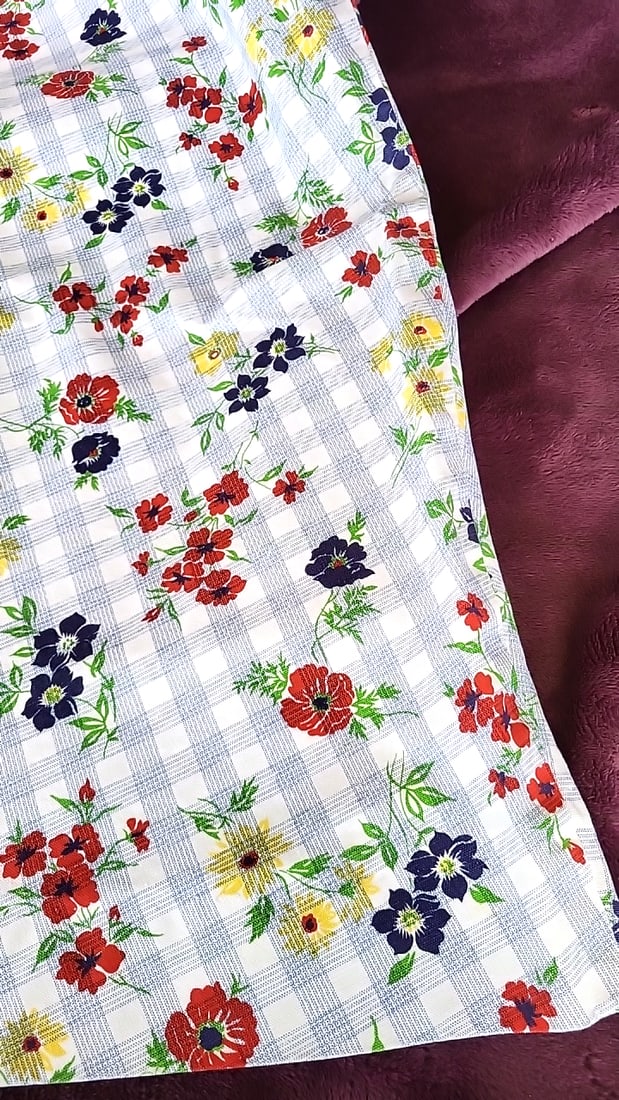 Summit of Boston White Plaid Floral A-Line Skirt Red Navy Yellow - 2