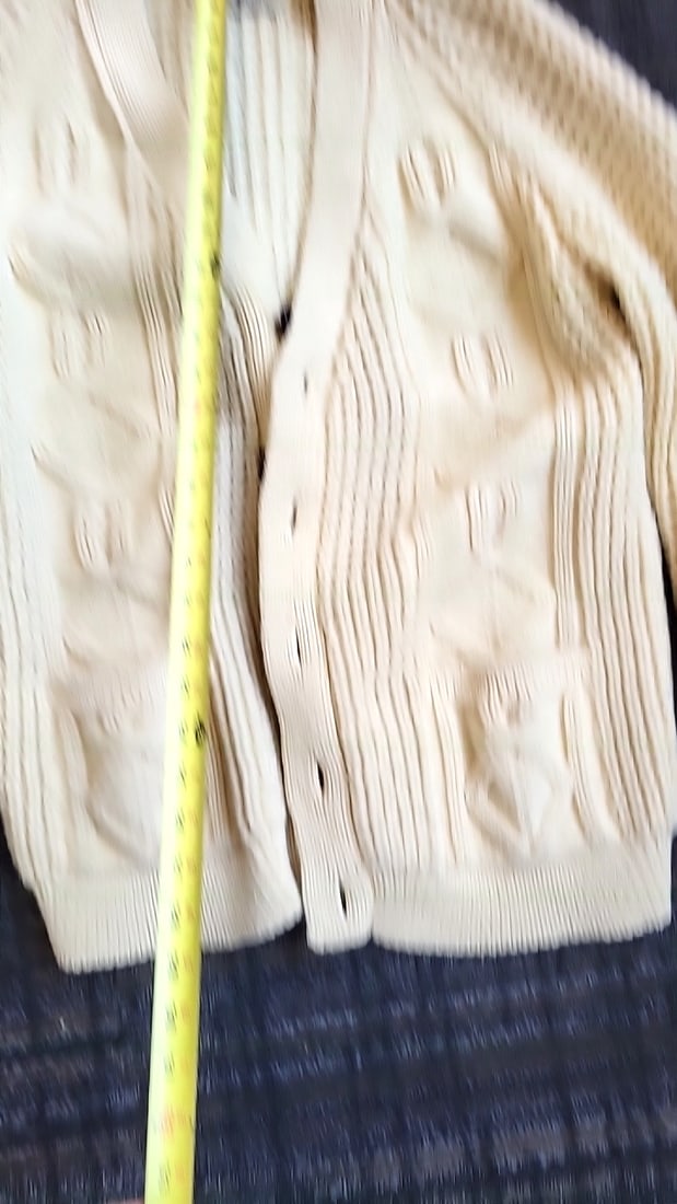 Blarney Woollen Mills Traditional Aran Cream Cable Knit Wool Cardigan - 6