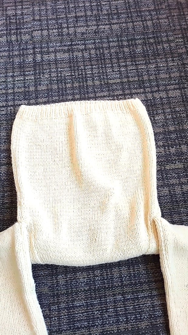 Cream Hand Knit Pullover Sweater with Kangaroo Pocket and Raglan Sleeves - 5