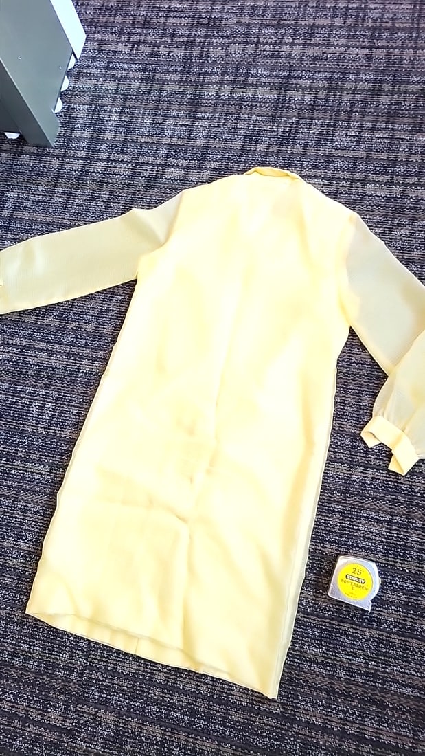 Alfred Shaheen The Master Printer Yellow Button-Front Long Sleeve Shirt Dress - 10