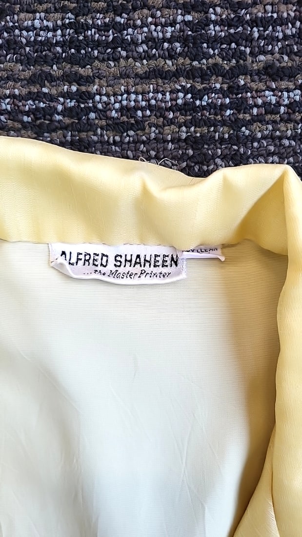 Alfred Shaheen The Master Printer Yellow Button-Front Long Sleeve Shirt Dress - 2