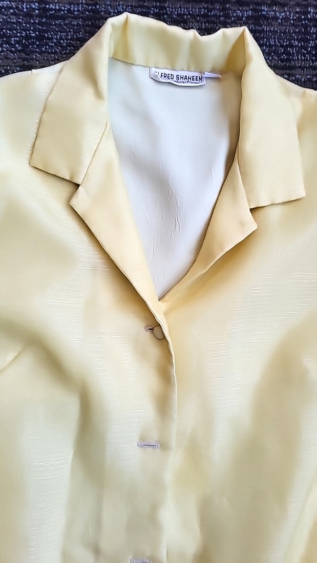 Alfred Shaheen The Master Printer Yellow Button-Front Long Sleeve Shirt Dress - 3