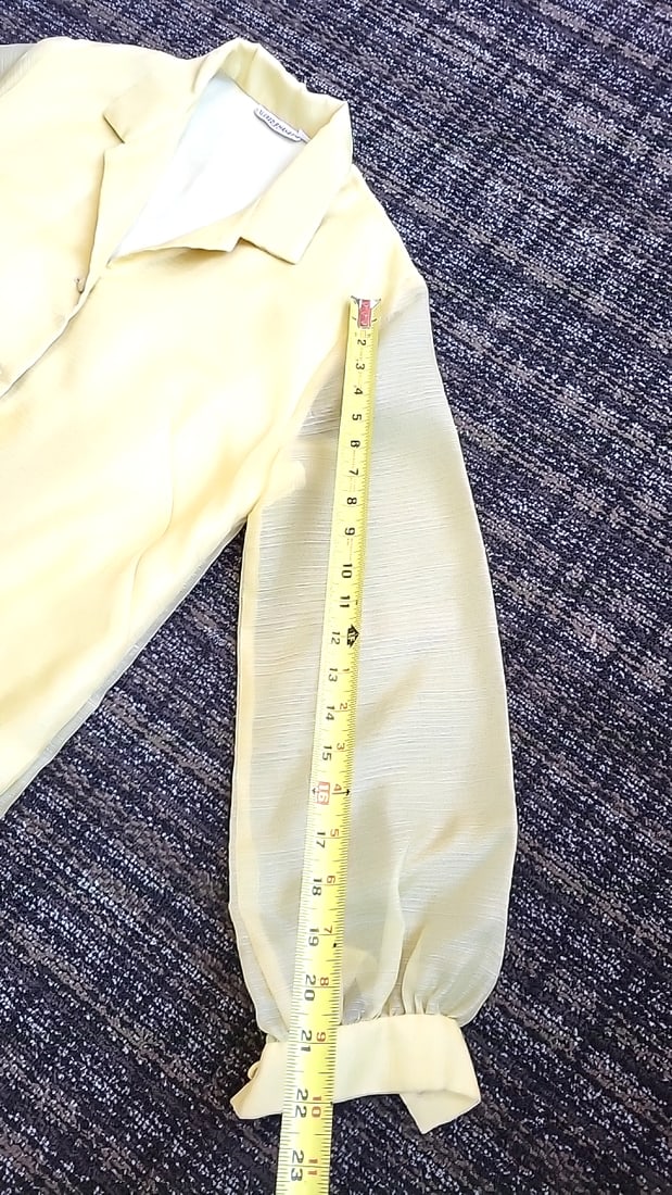 Alfred Shaheen The Master Printer Yellow Button-Front Long Sleeve Shirt Dress - 9
