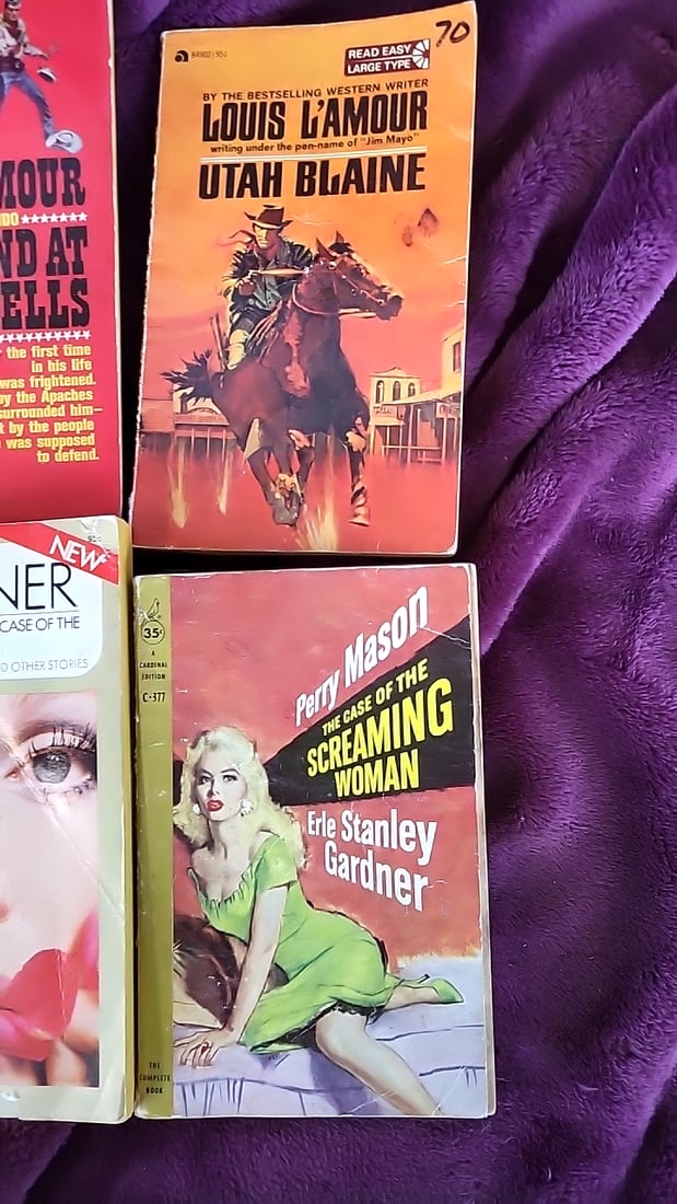 Lot of 6 Paperback Books: Louis L'Amour Westerns & Erle Stanley Gardner Perry Mason - 4