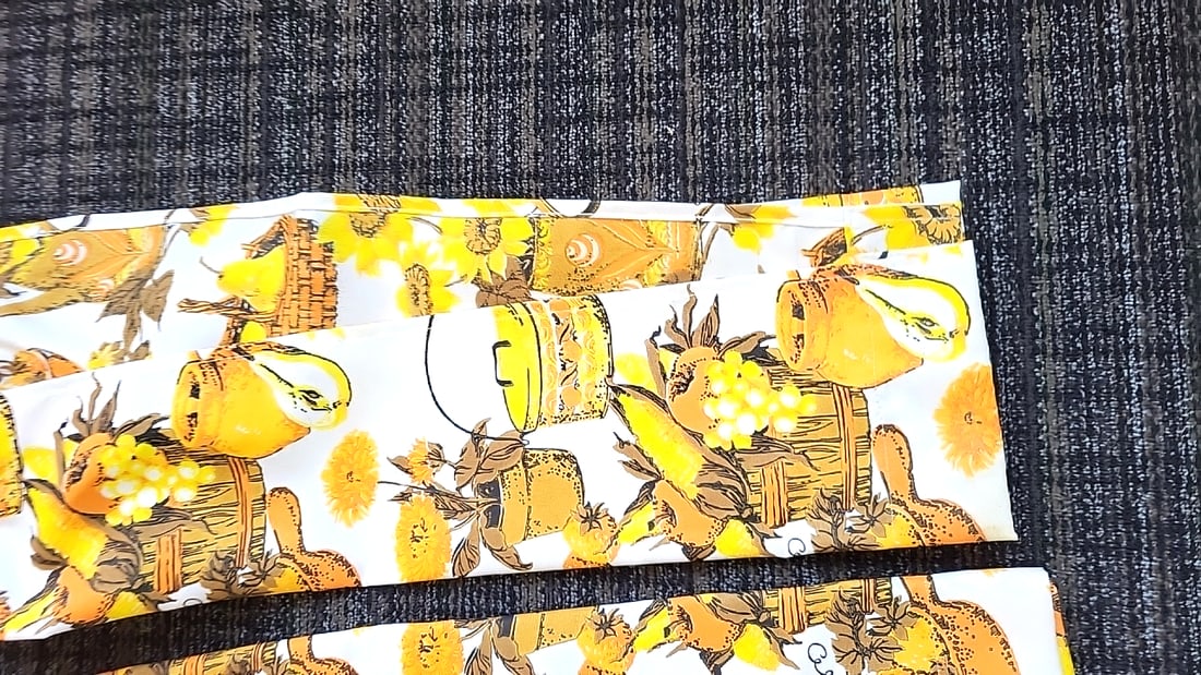 Yellow Orange Fruit Basket Floral Print Kitchen Curtain Panels & Valance Set - 2