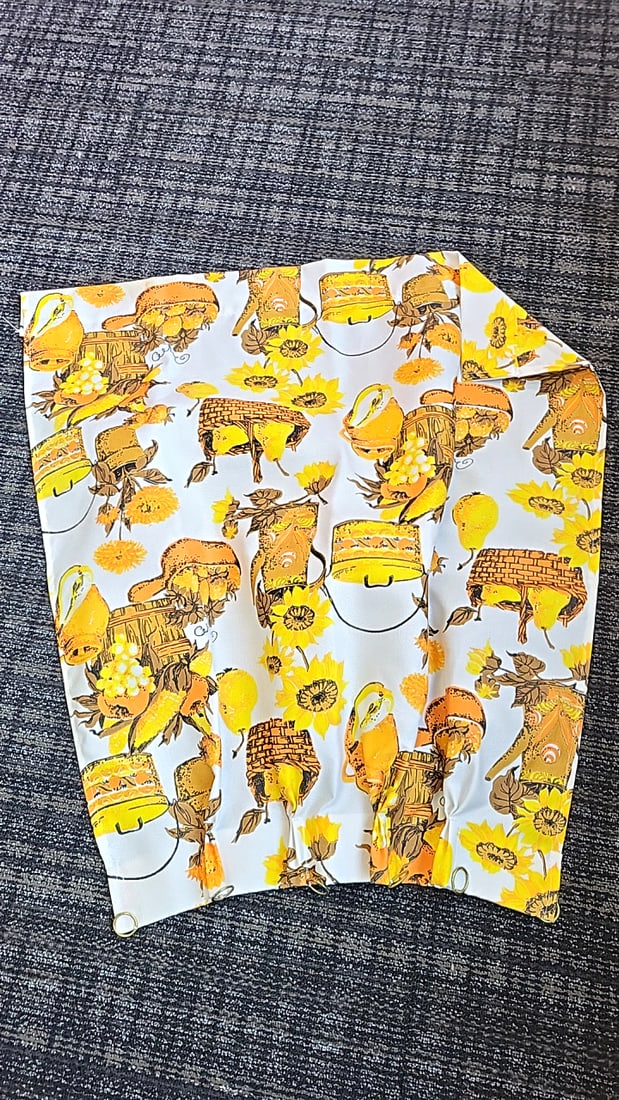 Yellow Orange Fruit Basket Floral Print Kitchen Curtain Panels & Valance Set - 4