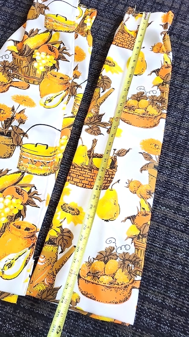 Yellow Orange Fruit Basket Floral Print Kitchen Curtain Panels & Valance Set - 5