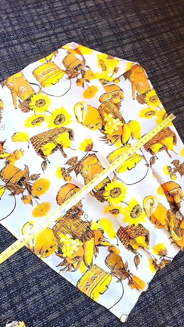 Yellow Orange Fruit Basket Floral Print Kitchen Curtain Panels & Valance Set - 6
