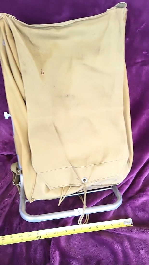 Tan Canvas External Frame Backpack with Aluminum Frame and Shoulder Straps - 5