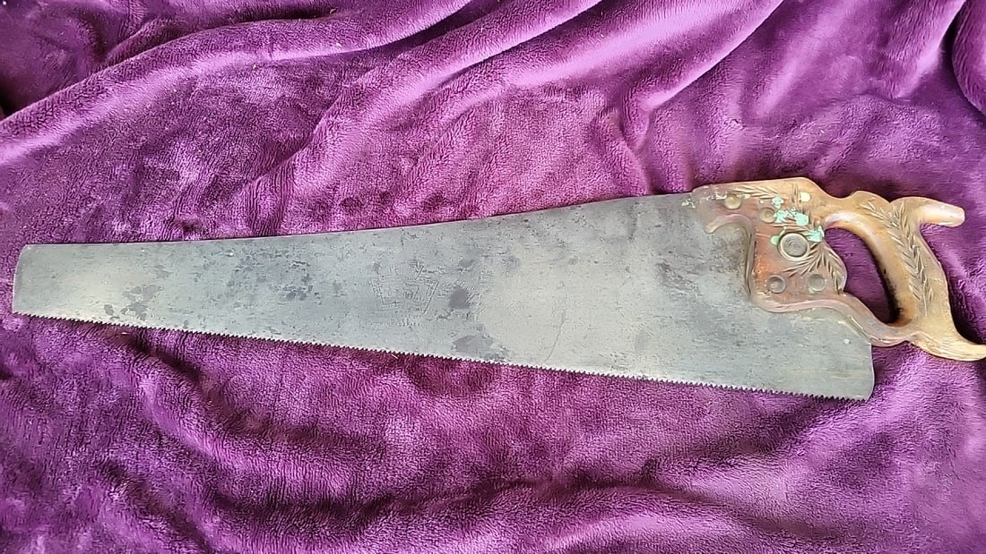 Henry Disston & Sons D-8 Hand Saw 26 in Blade Carved Wood Handle: 29 x 7 x 1 2.4 lb Low Estimate: 20.00 High Estimate: 85.00