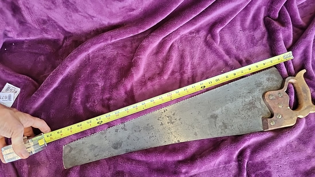 Henry Disston & Sons D-8 Hand Saw 26 in Blade Carved Wood Handle - 5