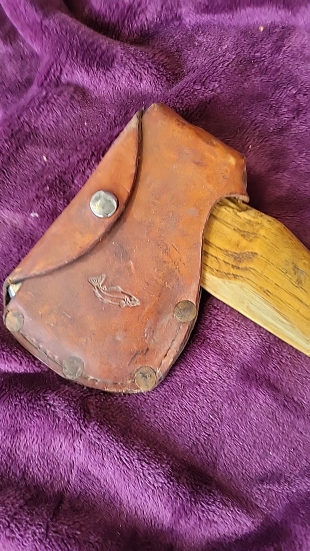 Collins 3/4 Marked Axe with Wood Handle and Leather Sheath - 2