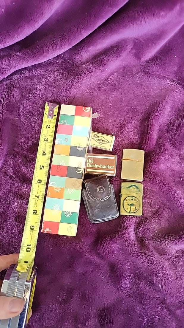 Zippo Lighter Lot with Camel Logo Lighter, Hawkes Premium & The Bushwhacker Matchbooks - 5