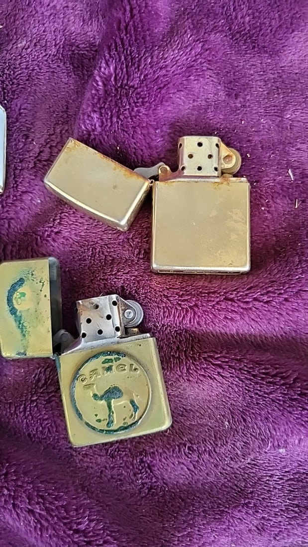 Zippo Lighter Lot with Camel Logo Lighter, Hawkes Premium & The Bushwhacker Matchbooks - 8