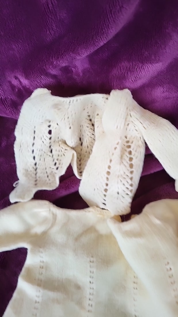 Cream Hand-Knitted Baby Clothes Lot, Cardigans, Bonnets, Booties & Blankets - 2