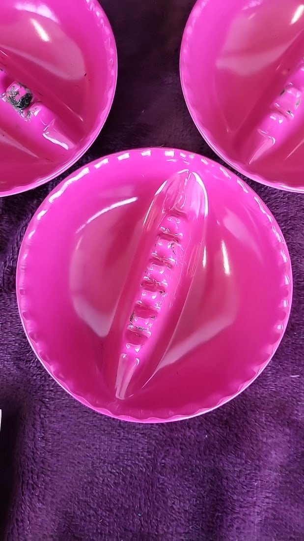 Lot of 3 A.H. Holt Pink Plastic Round Ashtrays Pat. 2362756 - 2