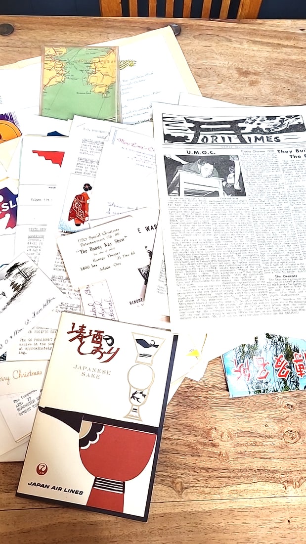 1958-61 Japanese Military Life Ephemera Lot. Maps Menus Programs Danny Kaye Holiday - 3