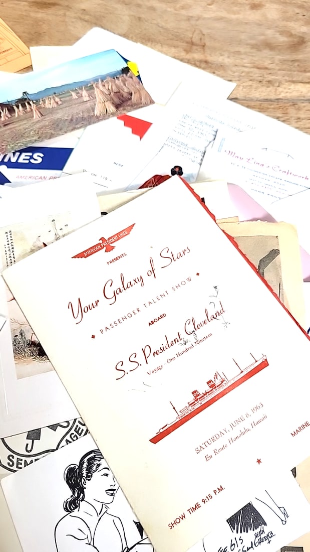 1958-61 Japanese Military Life Ephemera Lot. Maps Menus Programs Danny Kaye Holiday - 6