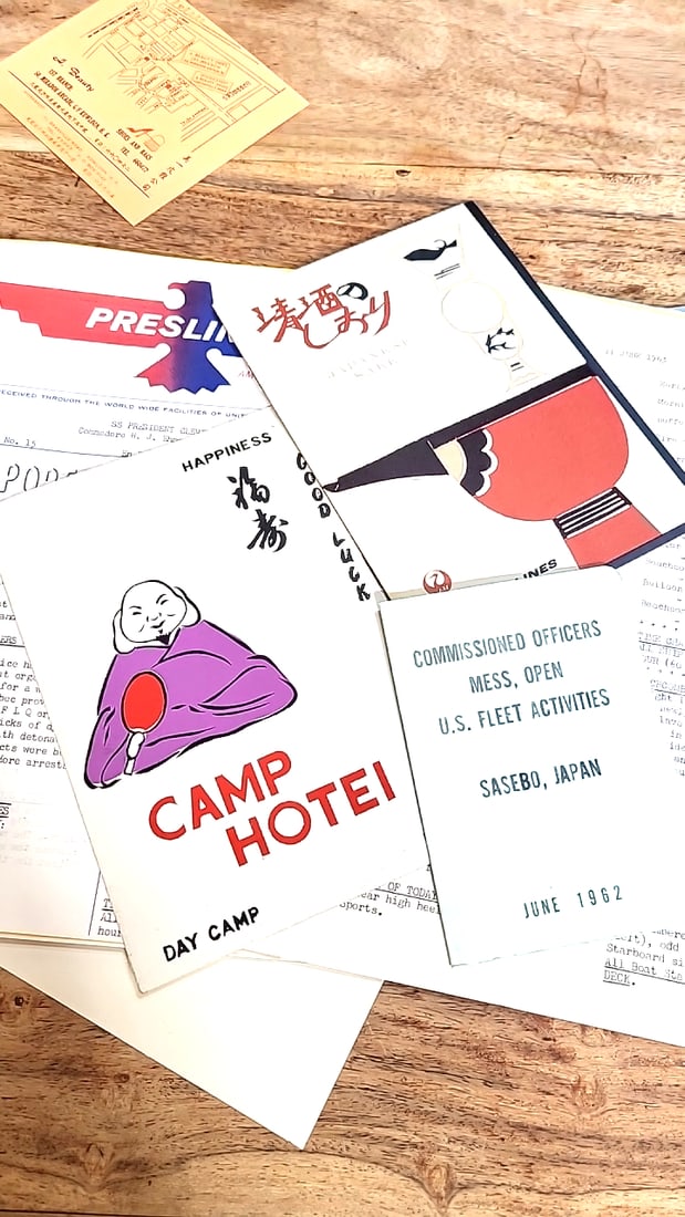 1958-61 Japanese Military Life Ephemera Lot. Maps Menus Programs Danny Kaye Holiday - 7