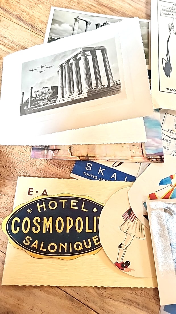 Vintage Greece Salonique Travel Ephemera Lot, Greek Acroplois. US military base. - 2