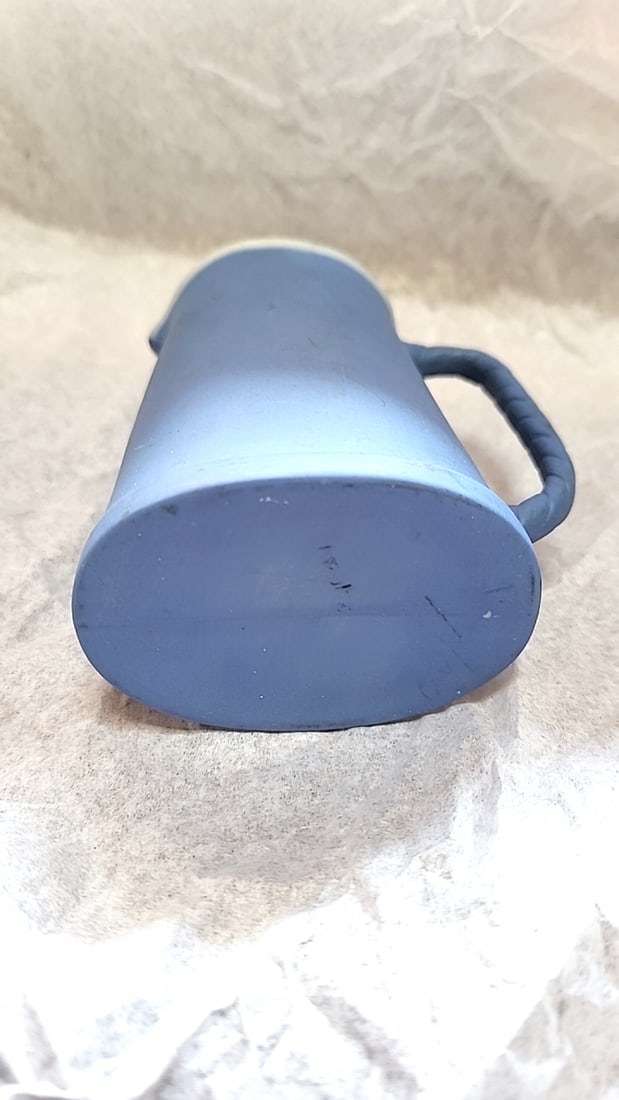 Blue Jasperware Creamer Pitcher with White Classical Relief Figures - 5