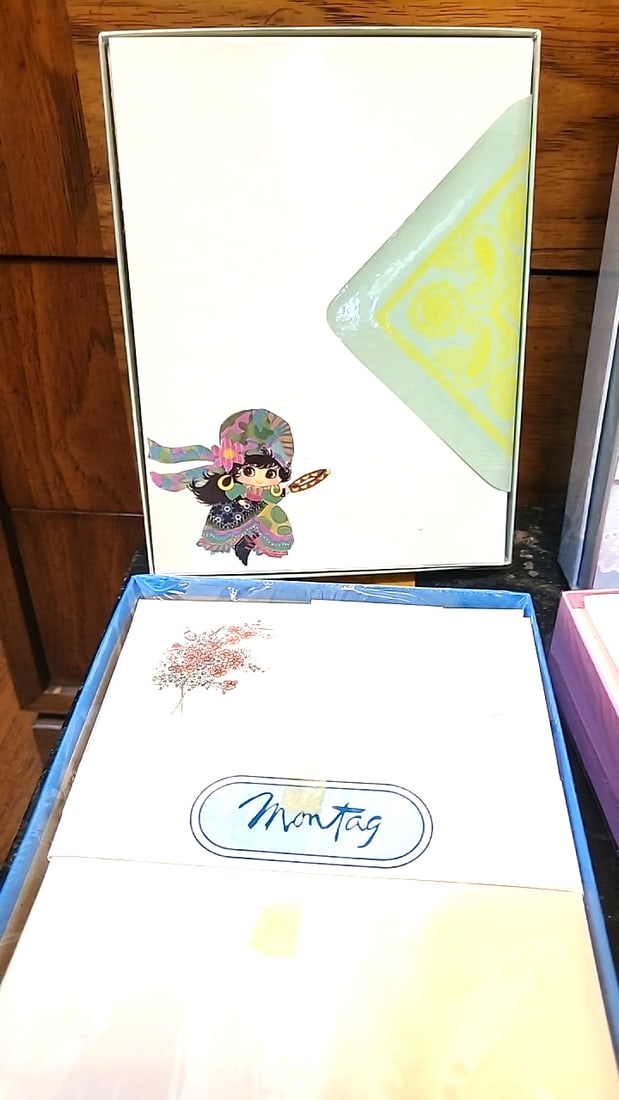8 Assorted Vintage Boxed Stationery Notepaper Sets. Montag, Whispering Pine, Scented Stationery - 2