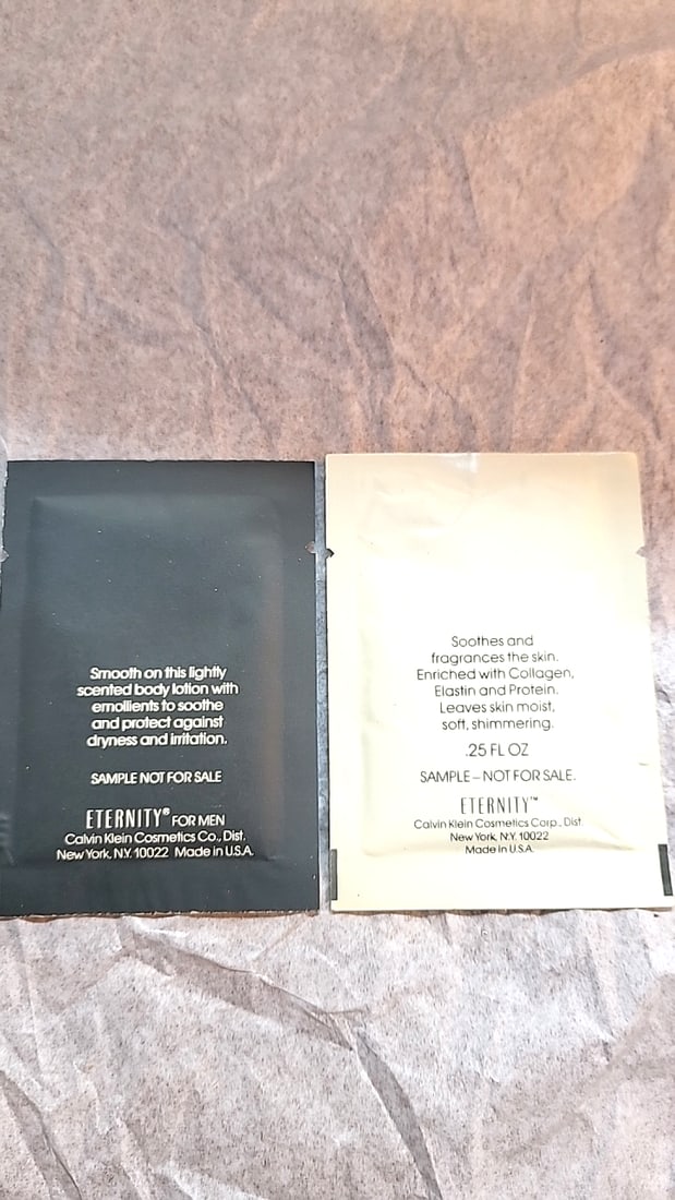 45 piece Calvin Klein Eternity for Men Body Moisturizer and Body Lotion Sample Packets - 5