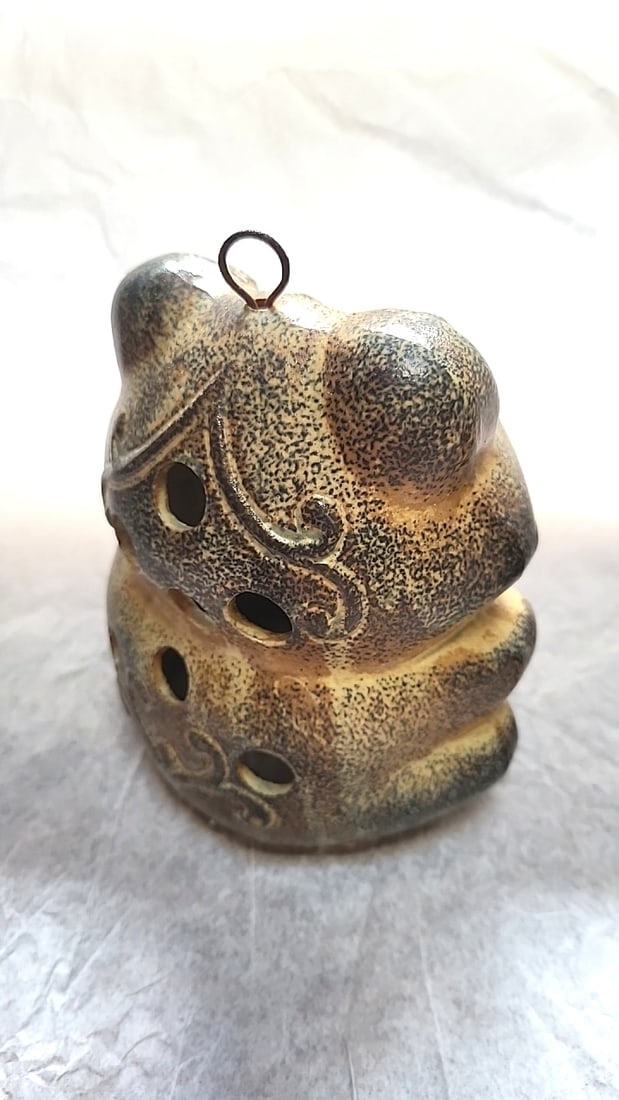 Vintage Japanese Ceramic Owl and Frog Hanging Luminary Candle Holders Set of 2 - 7