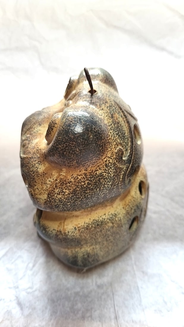 Vintage Japanese Ceramic Owl and Frog Hanging Luminary Candle Holders Set of 2 - 8