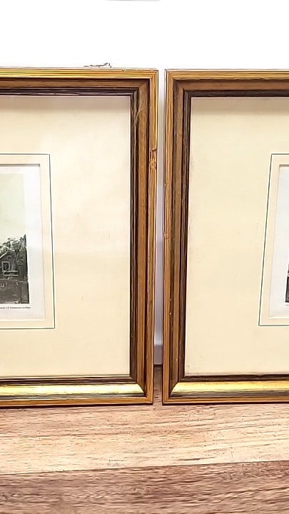 Pair of Framed Wilem Hekking Amsterdam Canal Church Litho, Singel and Keizersgracht, Gold Frames: 16 x 20 x 1.5 4 lb Low Estimate: 50.00 High Estimate: 250.00