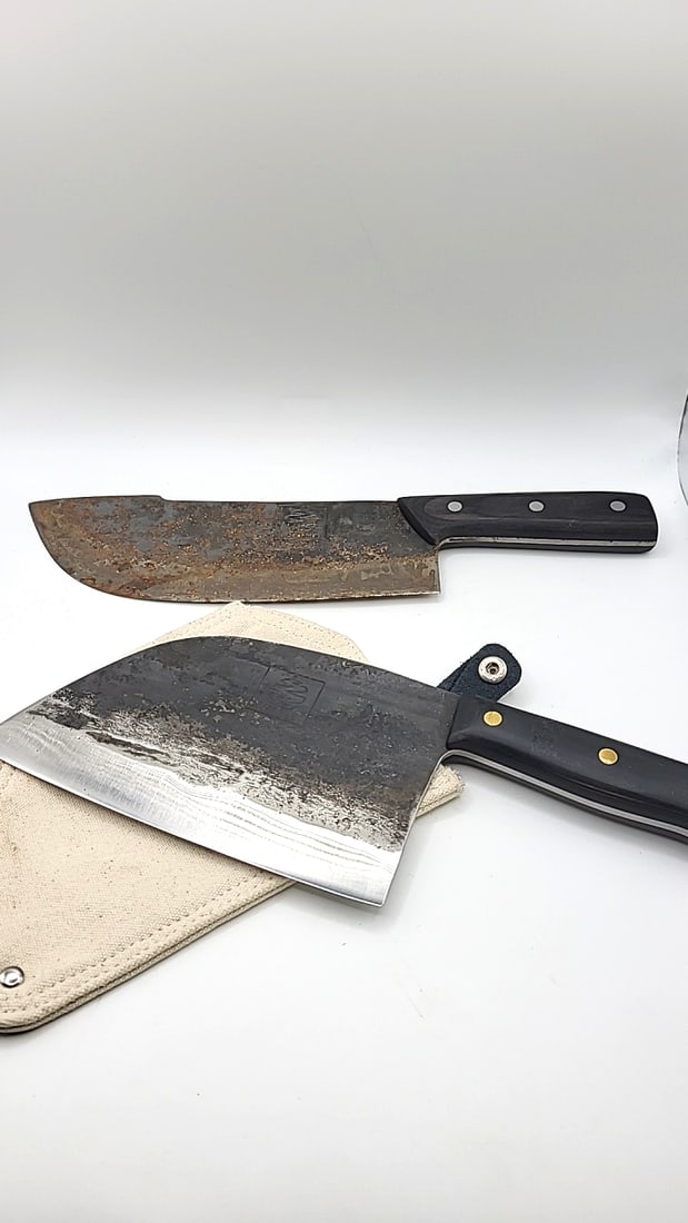 Coolina 2-Piece Cleaver Knife Lot with Black Handles and Canvas Sheath (1 of 12)