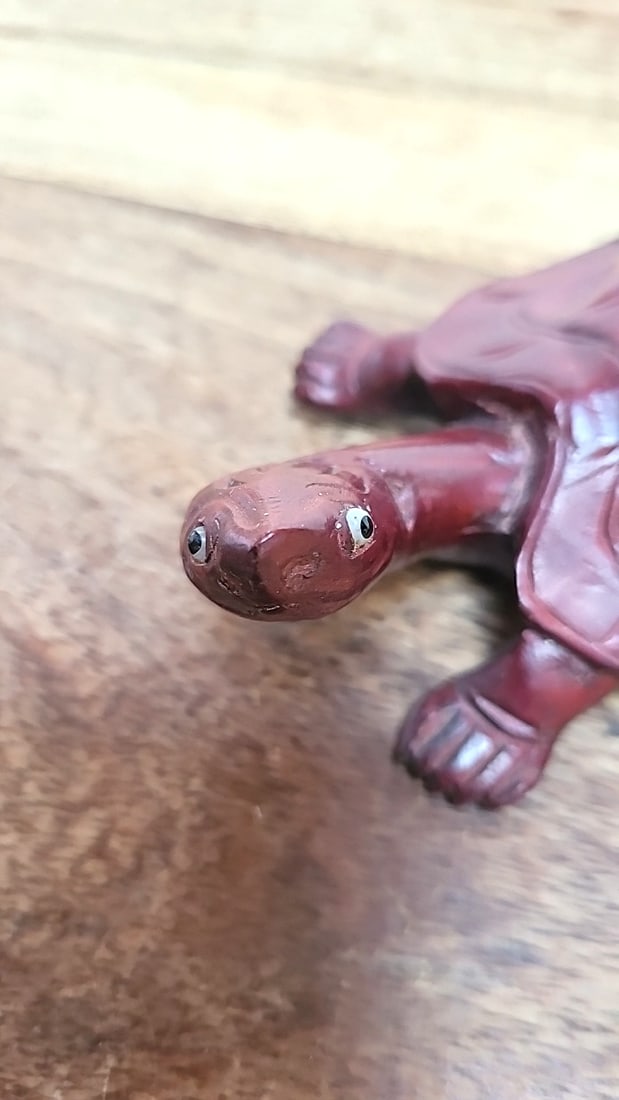 Pair of Chinese Carved ironwood Turtle Figurines with Carved Shell Detail - 3