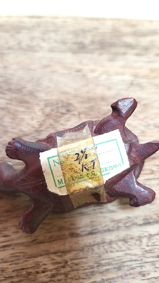 Pair of Chinese Carved ironwood Turtle Figurines with Carved Shell Detail - 6