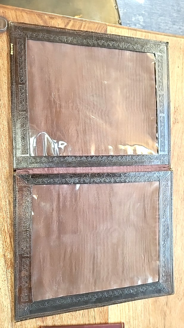 Italian Hand Tooled Leather Bifold Photo Albums Frames. Vintage - 3