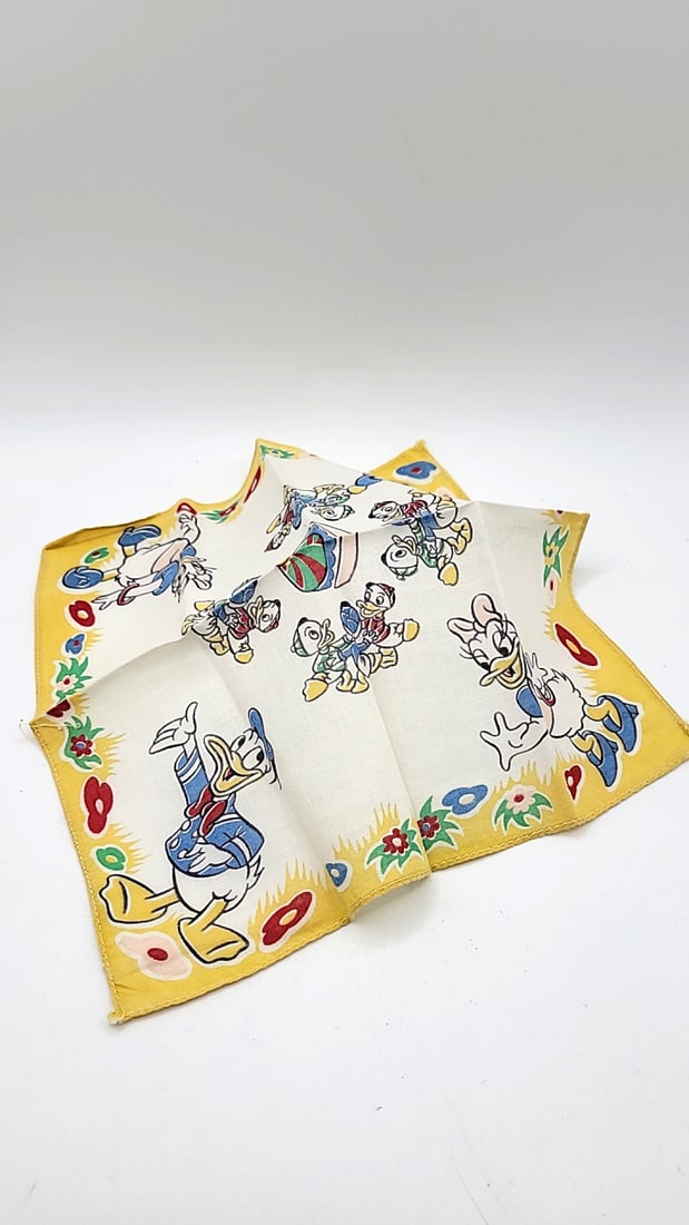 Walt Disney Productions Donald Duck Daisy Huey Dewey Louie Handkerchiefs Lot of 2 - 4