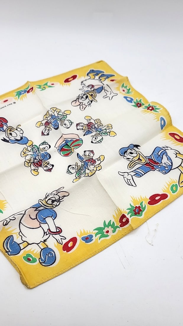 Walt Disney Productions Donald Duck Daisy Huey Dewey Louie Handkerchiefs Lot of 2 - 5