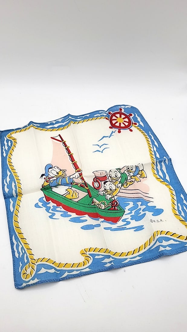 Walt Disney Productions Donald Duck Daisy Huey Dewey Louie Handkerchiefs Lot of 2 - 6