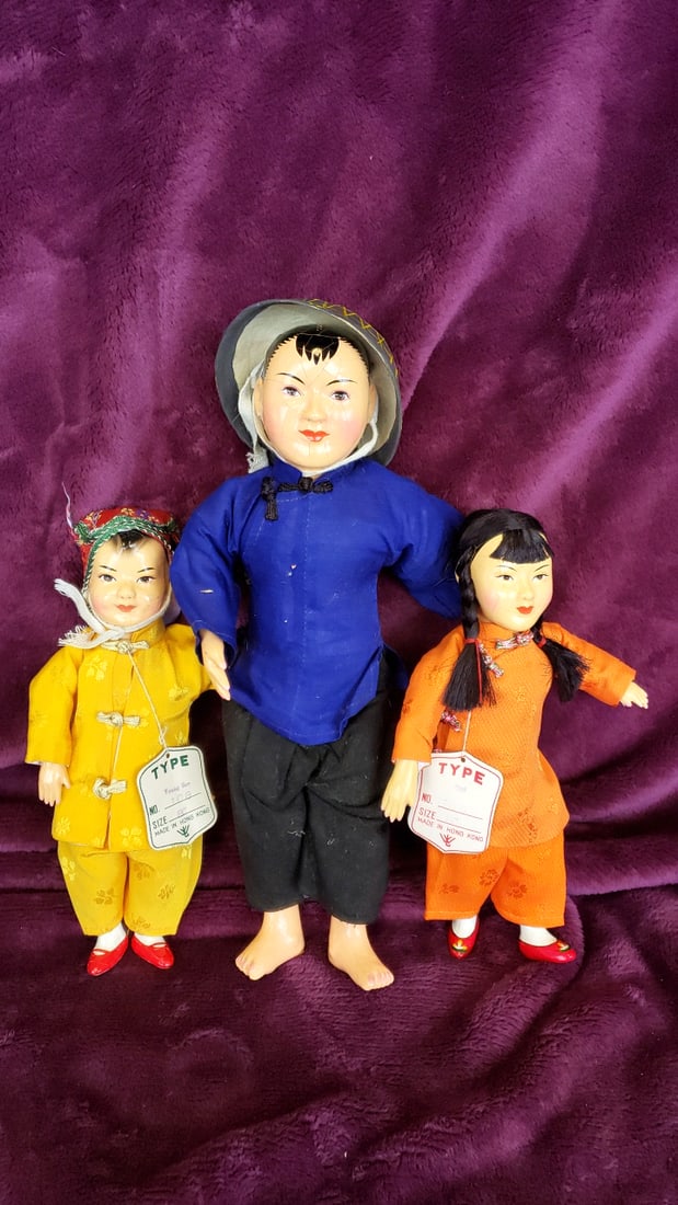 Lot of 3 Made in Hong Kong Dolls: 13x6x5 1lb Low Estimate: 10.00 High Estimate: 35.00