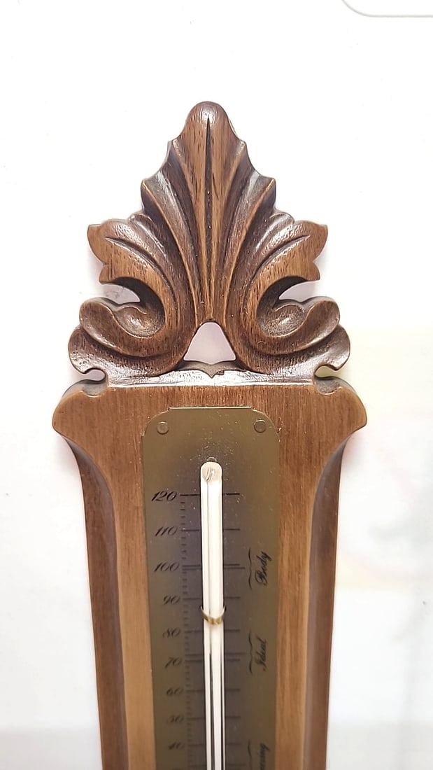 Honeywell Wood Wall Thermometer with Ornate Frame Made in USA - 3