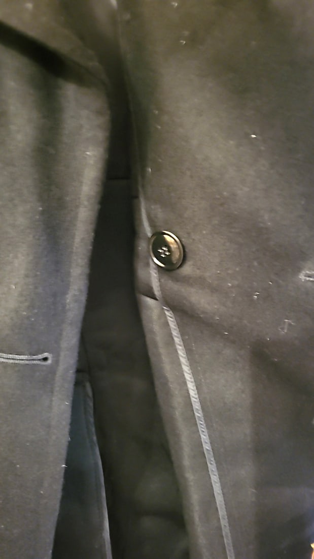 US Navy Black Wool Peacoat Double-Breasted Anchor Buttons Size 40R NSN 8405-01-154-5783 - 5