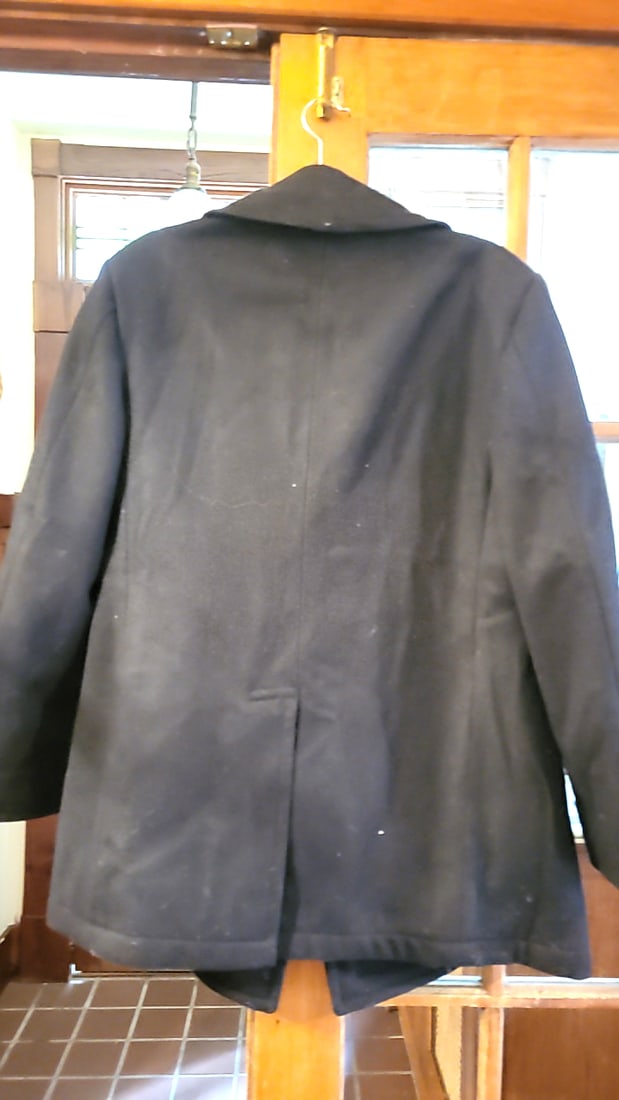 US Navy Black Wool Peacoat Double-Breasted Anchor Buttons Size 40R NSN 8405-01-154-5783 - 7