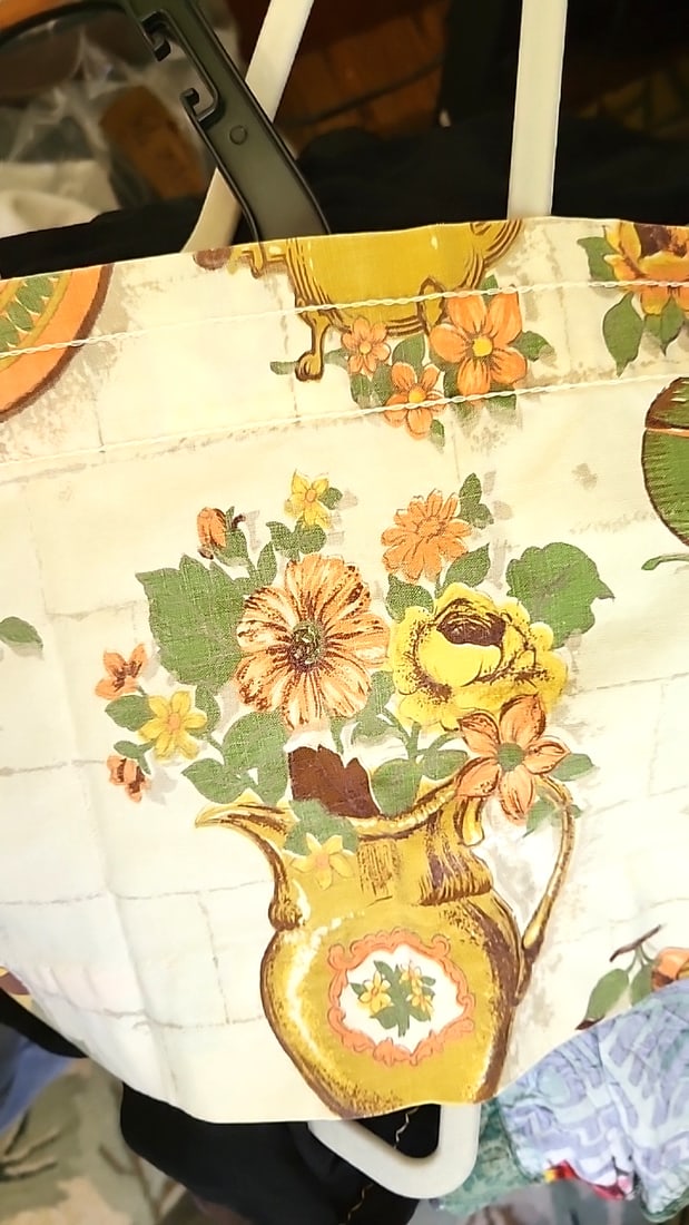 3 Kitchen Floral Fruit Teapot Print Fabric Curtains with Metal Grommets. One rod valence - 6