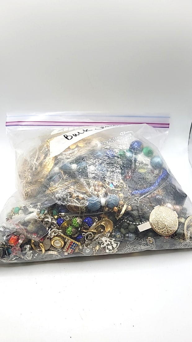 Bulk Mixed Jewelry Lot in Ziploc Smart Zip Bag, 4 lbs 11.2 grams - 2