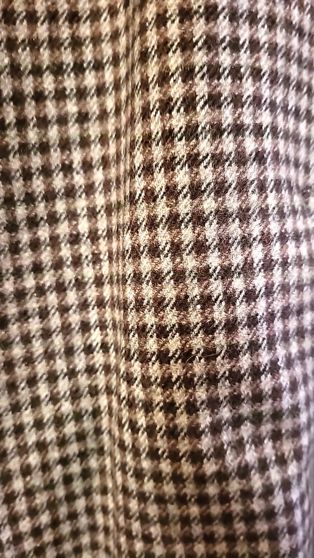 West of England Cloth Pure Virgin Wool Houndstooth mens Overcoat Brown Gray tweed - 3
