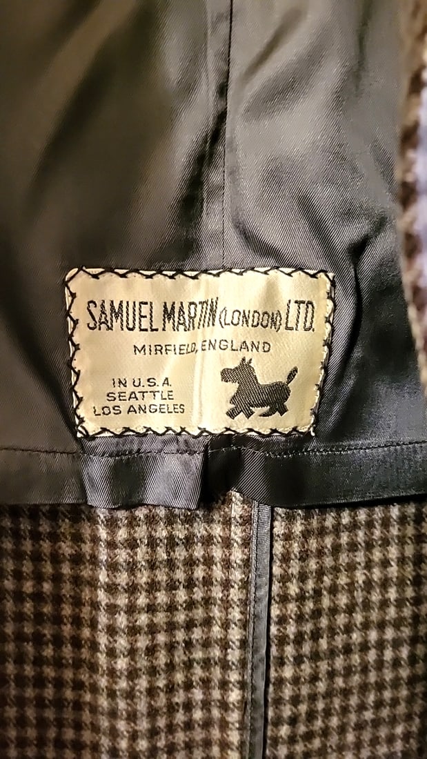 West of England Cloth Pure Virgin Wool Houndstooth mens Overcoat Brown Gray tweed - 6