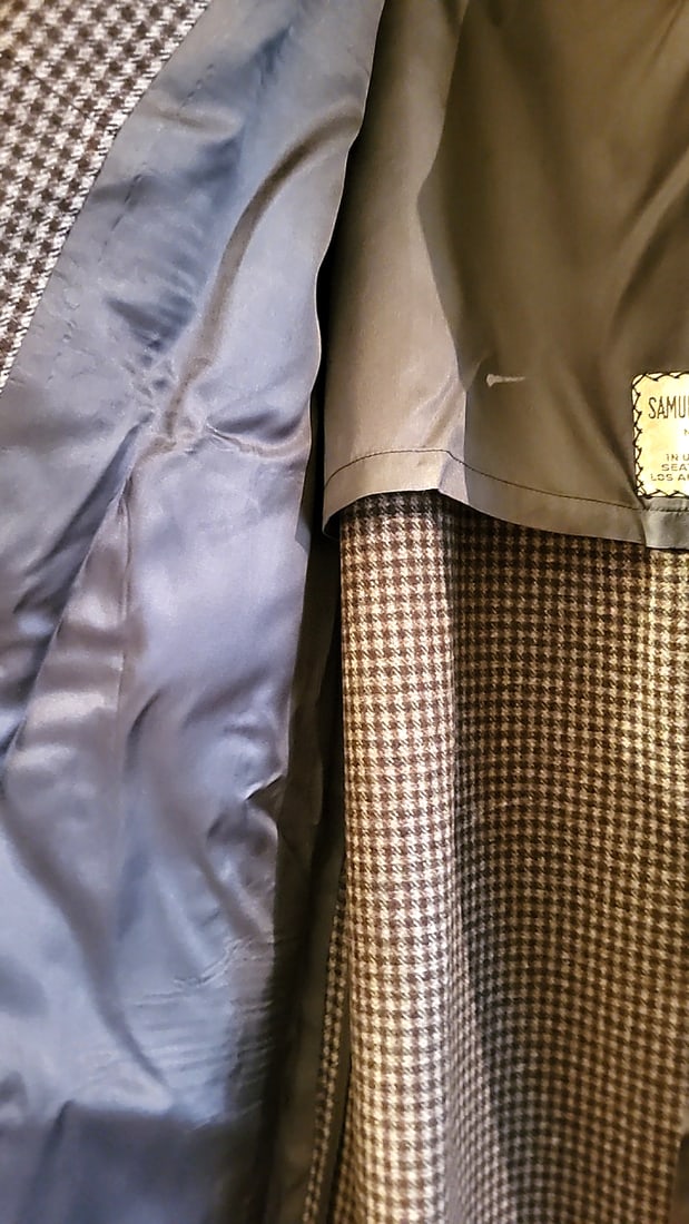 West of England Cloth Pure Virgin Wool Houndstooth mens Overcoat Brown Gray tweed - 7