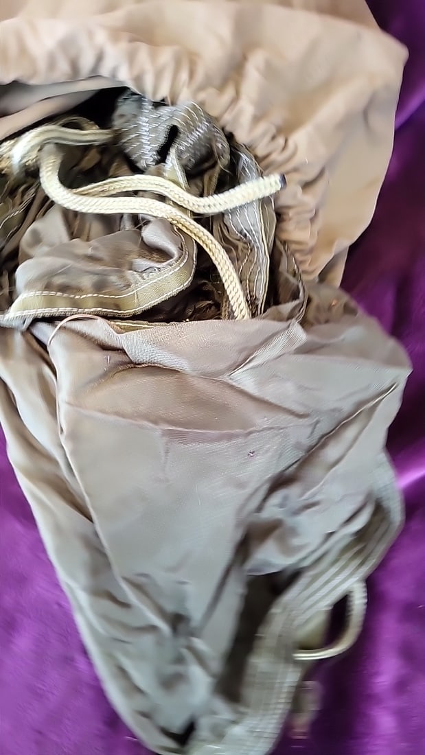Olive Drab Nylon Parachute Canopy with Suspension Lines - 2