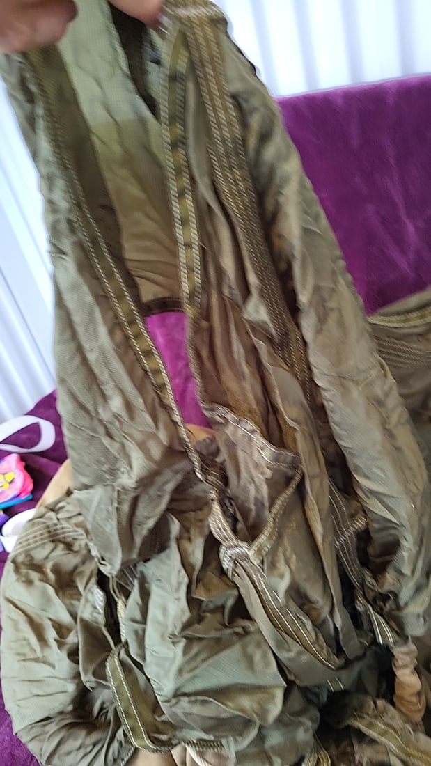 Olive Drab Nylon Parachute Canopy with Suspension Lines - 4