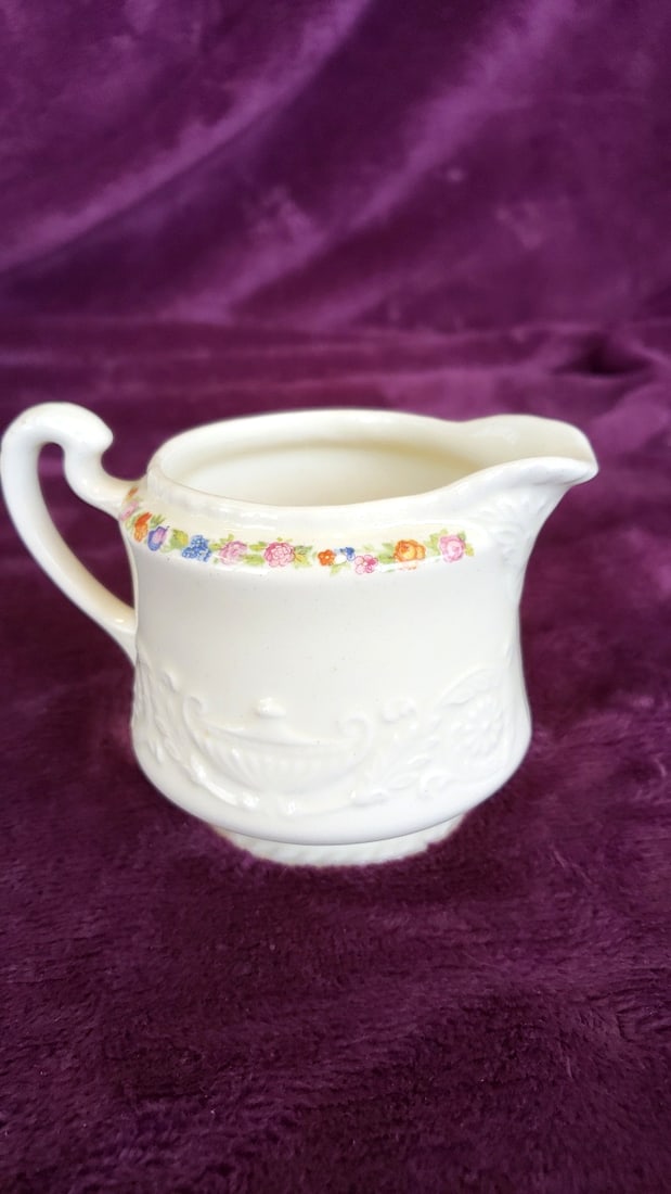 Assorted Ceramic Decor Lot: Your Father's Mustache New Orleans Mug, Floral Creamer, Mosaic Tray - 8